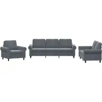 vidaXL Set divano 3 pezzi con cuscini in velluto grigio scuro