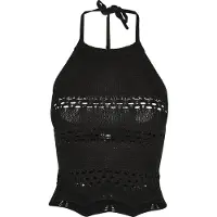 Urban Classics Ladies Short Crochet Knit Neckholder Top Black Taglia: M | Canottiere Outlet | Donna | Nero