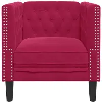 vidaXL Poltrona Chesterfield in velluto rosso vino