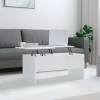 Prolenta Maison Exclusive - Tavolino da salotto bianco lucido 102x50,5x46,5 cm in materiale derivato dal legno