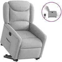 vidaXL Poltrona relax con supporto elettrico in tessuto grigio nuvola