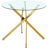 MODFU Tavolo da pranzo Tavolino da salotto Base a croce Tavolo da pranzo moderno e minimalista Tavolino da salotto con piano in vetro temperato Oro
