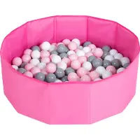 Petsona piscina di palline pieghevole per cani gatti 100 palline rotonde gatto coniglio giocattolo animali domestici cane piscina animali piscina portatile, rosa: bianco/grigio/rosa polvere