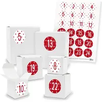 Itenga Calendario dell'Avvento da riempire: 24 cubi rettangolari assortiti BIANCHI + adesivi (V01 Z39)