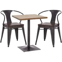 Mendler Set tavolo bistrot con 2 sedie da pranzo modello MCW-H10d, sedia e tavolo da cucina/ristorazione modello MVG, colore: nero-marrone, tavolo color beige chiaro
