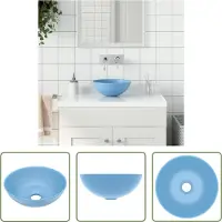 The Living Store Lavabo in Vetroceramica azzurro rotondo