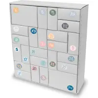 Itenga SET Calendario dell'Avvento da riempire, set di cubi (bianco) + adesivi Z53