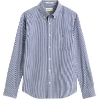 Gant per uomo. 3262030 Camicia in popeline a righe blu (XXL), Casual, Cotone, Classico, Manica lunga