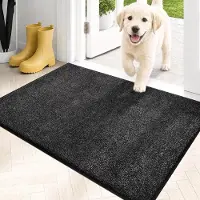 OEM Tappetino per ingresso - Tappetino antiscivolo lavabile - Tappetino per pulizia piedi - Tappetino assorbente sporco per porta d'ingresso, corridoio e animali domestici - Nero - 80x50 cm
