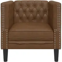 vidaXL Poltrona Chesterfield in ecopelle marrone effetto scamosciato