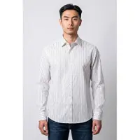 Michael Kors per uomo. CT64005LA8 Camicia a maniche lunghe Pinstripe bianco (L), Casual, Manica lunga, Cotone Riciclato