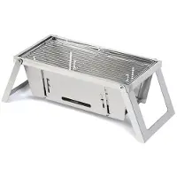 Herzberg HG-04159: Griglia per barbecue pieghevole da tavolo in acciaio inossidabile