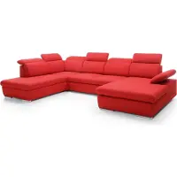 Furnlux Classic FURNLUX Divano angolare Orlando Rosso e Argento 356cm / Colore principale: Rosso / Dimensioni: 356 x 98 x 230 cm