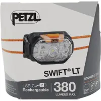 Petzl Swift LT Black E102AB00 nera, torcia ricaricabile, 380 lumen