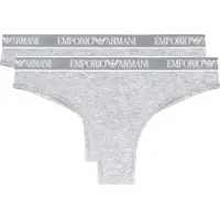 Emporio Armani per donna. EW000404_AF19026 Set 2 slip brasiliane in maglia organica con fascia con logo Iconic grigio (XS), Homewear, Cotone