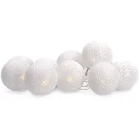 Solight CB Elektro catena LED palline di Natale in cotone, 10LED, 1m, 2x AA, IP20