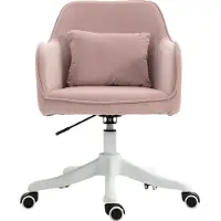 Moonbite Sedia da ufficio con supporto lombare, massaggio vibrante e porta USB, sedia girevole regolabile in altezza con braccioli, in velluto, color rosa