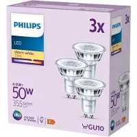 Philips Lampadina LED GU10 4,6W 355lm 827 chiaro 36° 3pcs