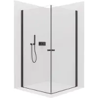 CERANO - Box doccia Antelo Duo L/P - 6 mm - nero opaco, vetro trasparente - 80x75x190 cm - girevole
