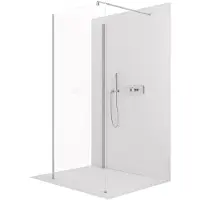 CERANO - Box doccia Walk-in Onyx Corner Round L/P - 8 mm - montante arrotondato - cromato, vetro trasparente - 140x100x200 cm