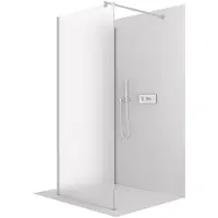 CERANO - Box doccia Walk-in Onyx Corner Round L/P - 8 mm - montante arrotondato - cromato, vetro smerigliato - 80x120x200 cm