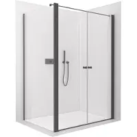 CERANO - Box doccia Antelo L - L/P - 6 mm - nero opaco, vetro trasparente - 92x70 cm - girevole