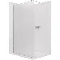 CERANO - Box doccia Walk-in Onyx Round L/P - 8 mm - montante rotondo - cromo, vetro smerigliato - 130x200 cm