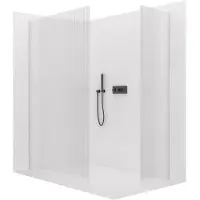 CERANO - Box doccia Walk-in Crystal T L/P - 8 mm - sistema senza montanti - vetro nero opaco rigato - 150x150x200 cm