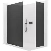 CERANO - Box doccia Walk-in Crystal T L/P - 8 mm - sistema senza montanti - nero opaco, vetro grafite - 150x120x200 cm