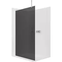 CERANO - Box doccia Walk-in Onyx Top Cube L/P - 8 mm - montante squadrato - cromo, vetro grafite - 140x200 cm