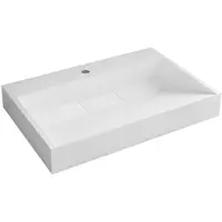 CERANO - Lavabo in marmo colato Vita - da appoggio o da incasso - foro per rubinetto - bianco lucido - 70x46 cm