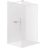 CERANO - Box doccia Walk-in Onyx Duo L/P - 8 mm - montante squadrato - cromato, vetro rigato - 100x200 cm