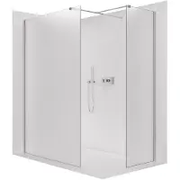 CERANO - Box doccia Walk-in Onyx T L/P - 8 mm - montante squadrato - cromato, vetro smerigliato - 160x140x200 cm