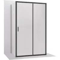 CERANO - Box doccia a tre pareti Varone LINE U L/P - 6 mm - nero opaco, vetro smerigliato - 160x90 cm - scorrevole