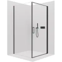 CERANO - Box doccia Porte L/P - 8 mm - nero opaco, vetro trasparente - 90x80x195 cm - girevole
