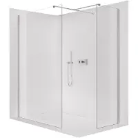 CERANO - Box doccia Walk-in Onyx T L/P - 8 mm - montante squadrato - cromato, vetro trasparente - 80x50x200 cm