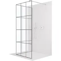 CERANO - Box doccia Walk-in Onyx Corner Round L/P - 8 mm - montante arrotondato - cromato, vetro industriale - 130x140x200 cm