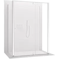 CERANO - Box doccia a tre pareti Santini U L/P - 6 mm - cromato, vetro trasparente - 120x90x195 cm - con sistema a perno