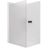CERANO - Box doccia Walk-in Crystal L/P - 8 mm - sistema senza montanti - nero opaco, vetro smerigliato - 100x200 cm
