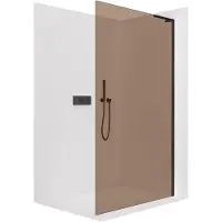 CERANO - Box doccia Walk-in Onyx con montante a L destro - 8 mm - nero opaco, vetro color bronzo - 70x200 cm