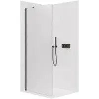 CERANO - Box doccia Walk-in Onyx Y L/P - 8 mm - nero opaco, vetro smerigliato - 130x200 cm