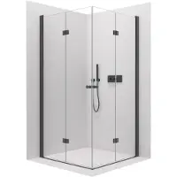 CERANO Cabina doccia Volpe Duo L/P - 6 mm - vetro trasparente e nero opaco - 120x110x190 cm - a battente