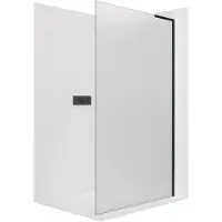 CERANO - Box doccia Walk-in Onyx con montante a L a destra - 8 mm - nero opaco, vetro smerigliato - 140x200 cm
