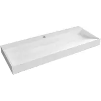 CERANO - Lavabo in marmo colato Vita - da appoggio o da incasso - foro per rubinetto - bianco opaco - 120x46 cm