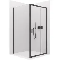 CERANO - Box doccia Varone LINE L/P - 6 mm - nero opaco, vetro trasparente - 140x100x195 cm - scorrevole
