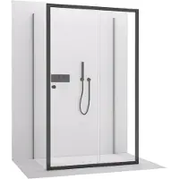 CERANO - Box doccia a tre pareti Varone POINT U L/P - 6 mm - vetro nero opaco e trasparente - 130x80x195 cm - scorrevole