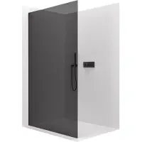 CERANO - Box doccia Walk-in Crystal L/P - 8 mm - sistema senza montanti - nero opaco, vetro grafite - 80x200 cm
