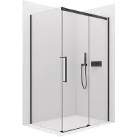 CERANO - Box doccia Lantono L/P - 8 mm - Soft-Close - nero opaco, vetro trasparente - 150x70x195 cm - scorrevole