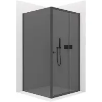 CERANO - Box doccia Varone POINT L/P - 6 mm - nero opaco, vetro grafite - 120x70x195 cm - scorrevole