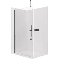 CERANO - Box doccia Walk-in Onyx Top Cube L/P - 8 mm - montante squadrato - nero opaco, vetro trasparente - 80x200 cm
